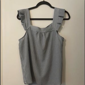 COPY - Monteau Brand seersucker blouse (large) ruffled shoulders, square neckli…